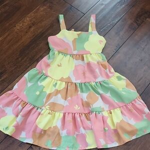 Social Standard By Sanctuary Size 4/5 Floral Dress in Pink, Green, & Yellow